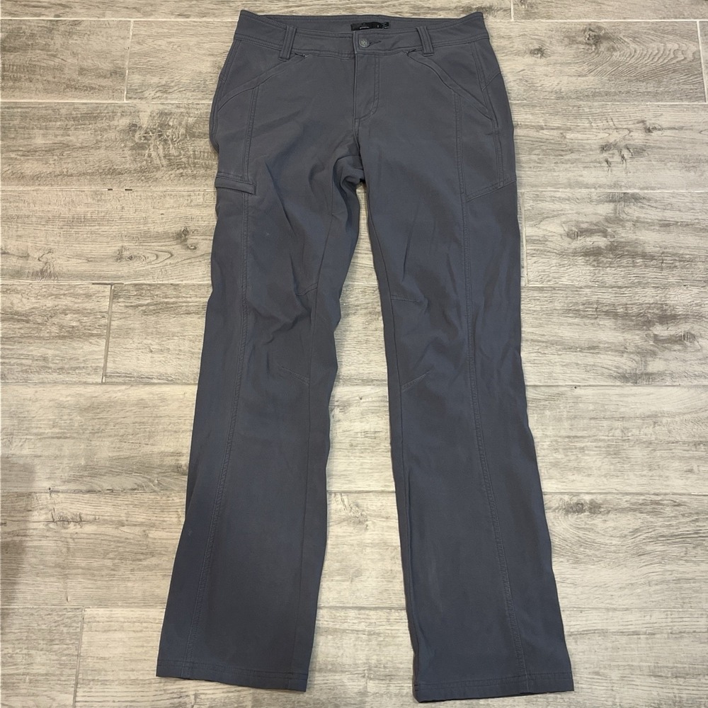 Prana Halle Hiking Pants Womens Size 8 Gray Stretch Straight Leg Cargo Outdoor
